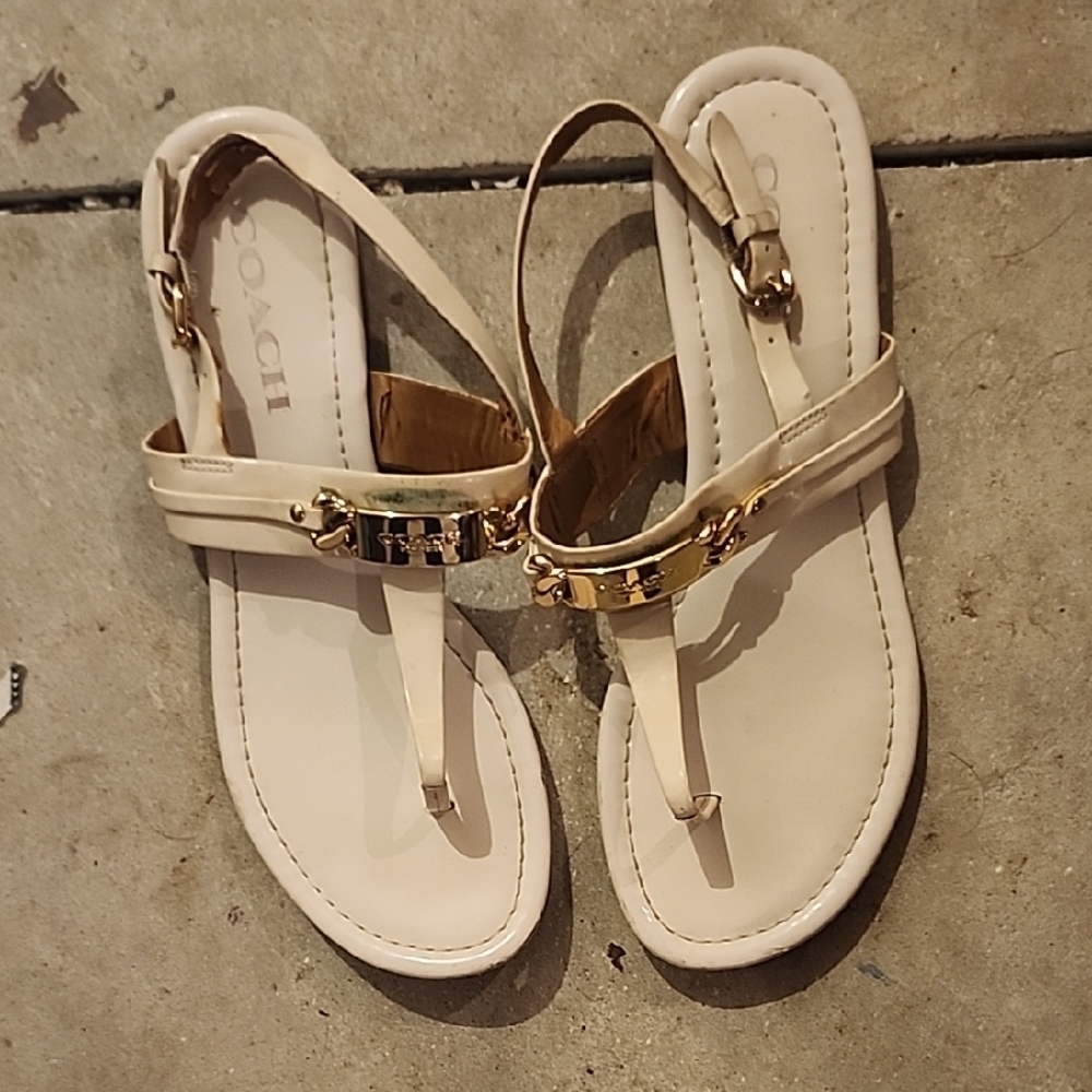 Coach Gold and Cream Sandals